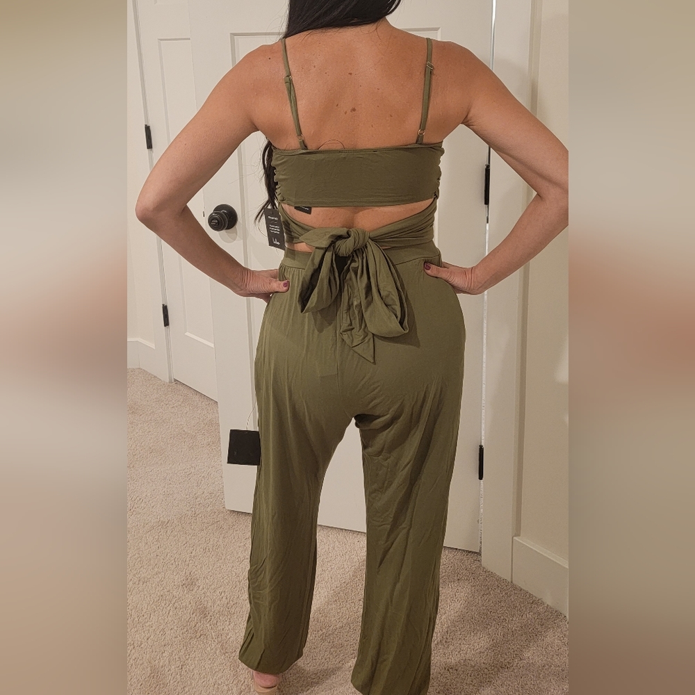 Lulu's Olive Green Two-Piece Jumpsuit Set - Picture 2 of 4